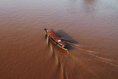 High angle view of person on boat