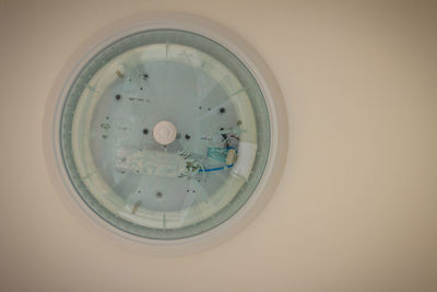 High angle view of clock in bathroom