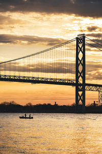 Silhouette of ambassador bridge at a fine sunset.