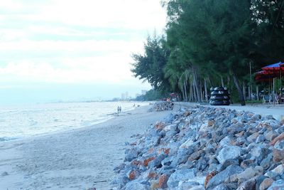 Scenic view of beach against sky