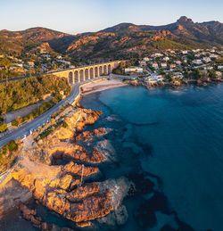 High angle view of sea against sky