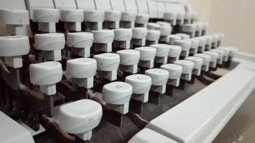 Close-up of typewriter on table