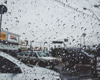 Close-up of water drops on glass