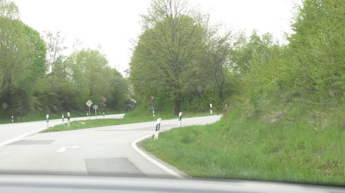 Road amidst trees against sky