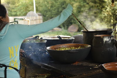 Close-up of preparing food on table