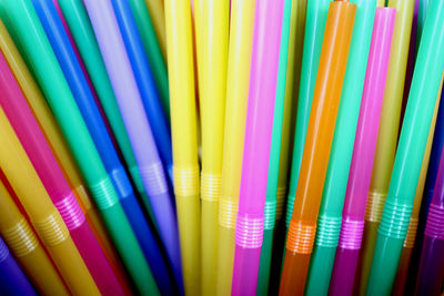 Full frame of multi colored straw