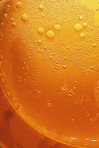 Macro shot of beer in glass