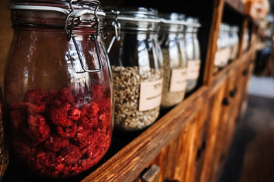 Close-up of bottles