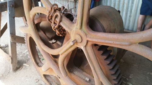 Close-up of rusty machine part
