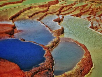 High angle view of water on land