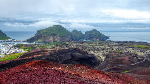 Scenic view of island against sky