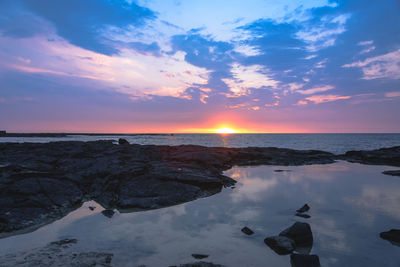 Scenic view of sea against sky during sunset