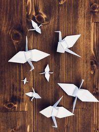 High angle view of origami papers on table