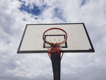 Low angle view of basketball hoop against sky