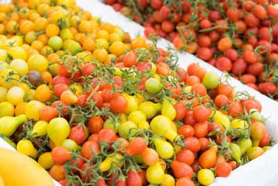 High angle view of fruits for sale at market stall