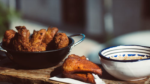 Close-up of food in plate on table