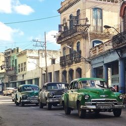 Cars parked in front of building