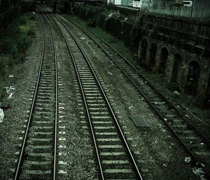 High angle view of railroad tracks