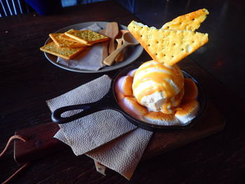 Close-up of food on table