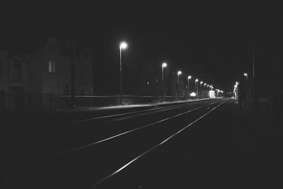 Railroad track at night