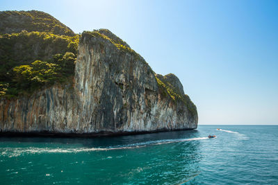 Scenic view of sea against clear sky