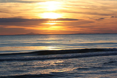 Scenic view of sea during sunset