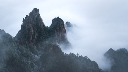 Panoramic view of rocky mountains against sky