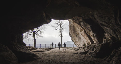 Rear view of people at kuhstall