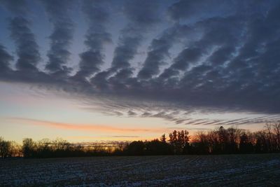 Scenic view of field against sky during sunset