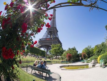 Tourists on top of historic building