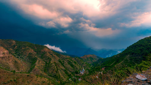 Scenic view of mountains against sky