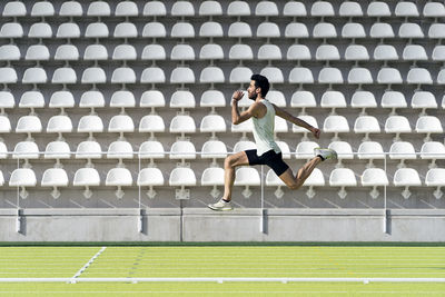 Full length of young man running