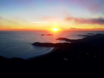 Scenic view of sea against sky during sunset