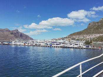 Scenic view of sea by city against sky