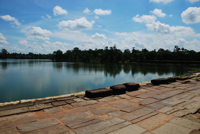 Scenic view of lake against sky