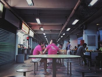 People on table