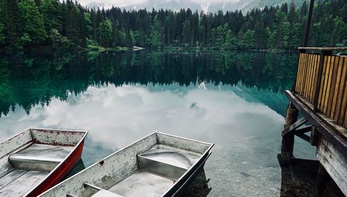 Scenic view of lake with trees reflection