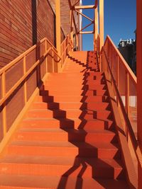 Low angle view of spiral staircase of building