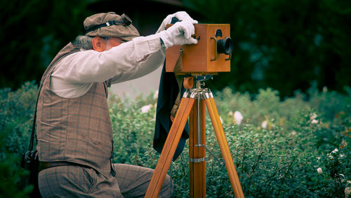 Man working on field