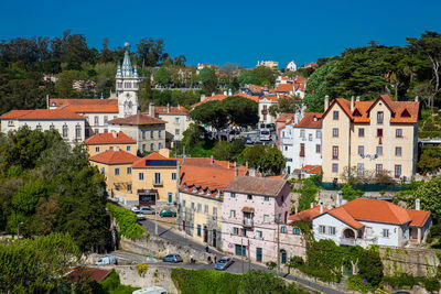 View of the beautiful city of sintra in a sunny early spring day