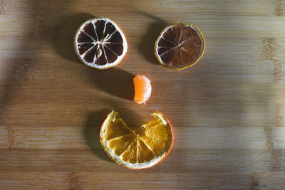 High angle view of lemon on table