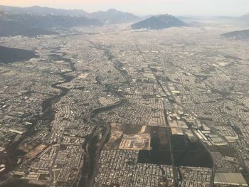 High angle view of city buildings