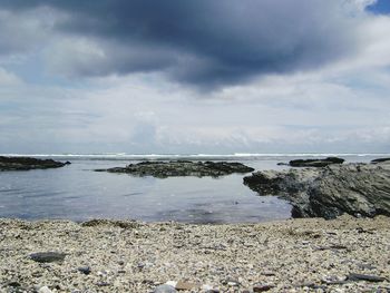 Scenic view of sea against cloudy sky