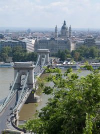High angle view of bridge over river