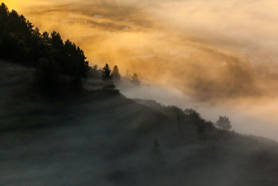 Scenic view of landscape against sky during sunset