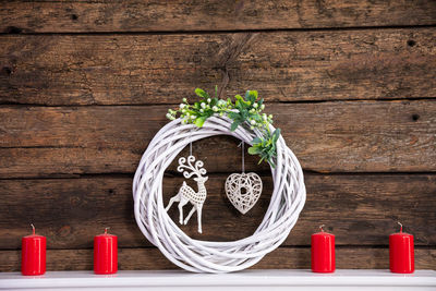 Directly above shot of christmas decoration on table