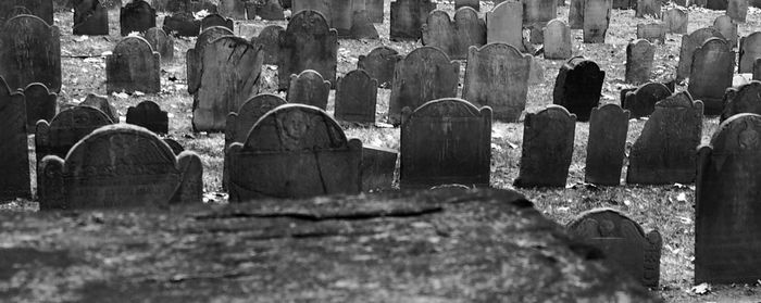 Tombstones in graveyard