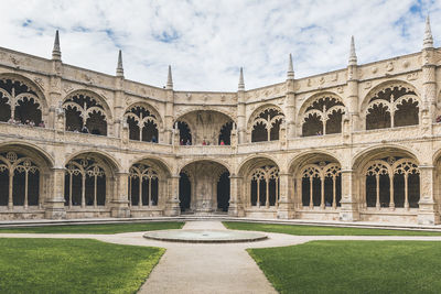 The jeronimos monastery with the view of courtyard in lisbon, portugal