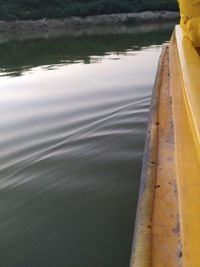 Close-up of boat in lake