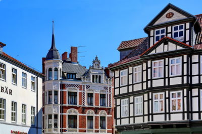 Low angle view of buildings against sky